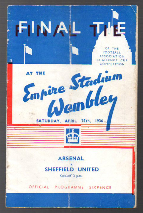 FA Cup Final Football Programme: Arsenal v Sheffield United April 25th 1936. Horizontal fold,