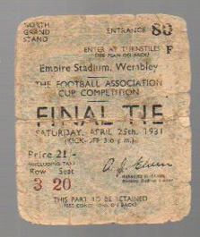 FA Cup Final Football Ticket: Birmingham City v West Bromwich Albion April 25th 1931 (1) Fair