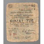 FA Cup Final Football Ticket: Birmingham City v West Bromwich Albion April 25th 1931 (1) Fair