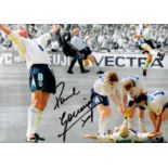 Signed Gascoigne Football Picture: Famous print of Gascoigne scoring and celebrating versus Scotland