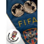 World Cup 1966 Football Items: Contains a extra-large cloth FIFA pennant sold with a large 1965 FA