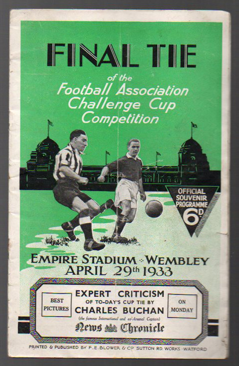 Signed FA Cup Final Football Programme: Everton v Manchester City April 29th 1933. Staples