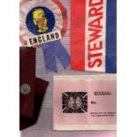 World Cup Football Items: Stewards collection. Contains two armbands, tie, rosette with plastic