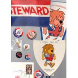 World Cup 1966 Football Items: Contains Stewards armband, cloth pennant, scarce "Copdale" track suit