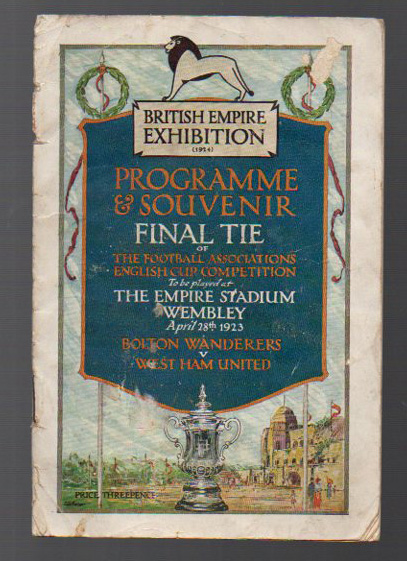 FA Cup Final Football Programme: Bolton Wanderers v West Ham United April 28th 1923. Back cover