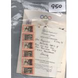 Olympic Items: Collection from a British Medical Officer 1970s / 1980s. Signed items, letters, Greek