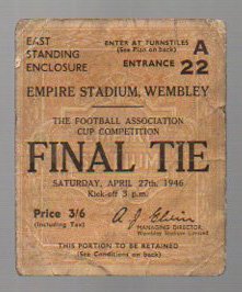 FA Cup Final Football Ticket: Derby County v Charlton Athletic April 27th 1946 (1) Fair