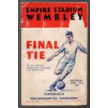 FA Cup Final Football Programme: Portsmouth v Wolverhampton Wanderers April 29th 1939. Spine split
