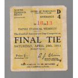 FA Cup Final Football Ticket: Everton v Manchester City April 29th 1933. Creasing (1) Fair
