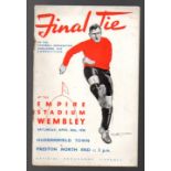 FA Cup Final Football Programme: Huddersfield Town v Preston North End April 30th 1938. Staples