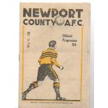 Newport County Football Programme: Home issue versus Barnsley dated April 7th 1947 (1) Good