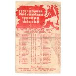 Manchester United Football Programme: Home single sheet issue versus Manchester City dated April 6th