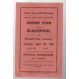 Grimsby Town Football Programme: Home issue versus Blackpool dated April 6th 1946 (1) Good