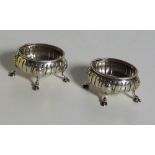 A pair of English silver oval Salts, wit