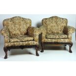 An unusual large pair of Armchairs, the