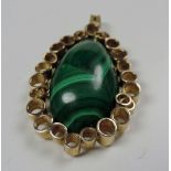 A large 9ct gold mounted Malachite Penda