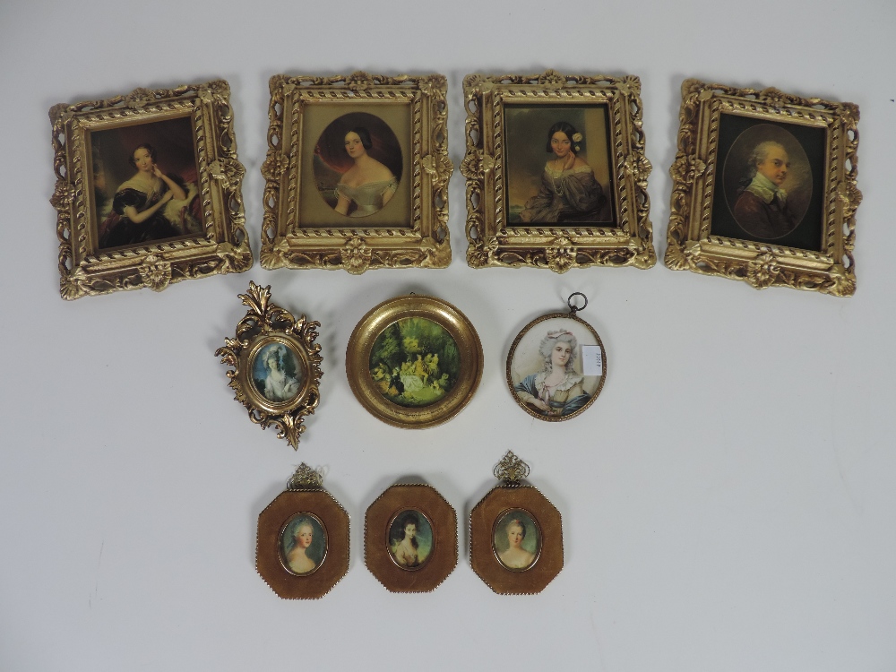 A set of 4 large reproduction miniature