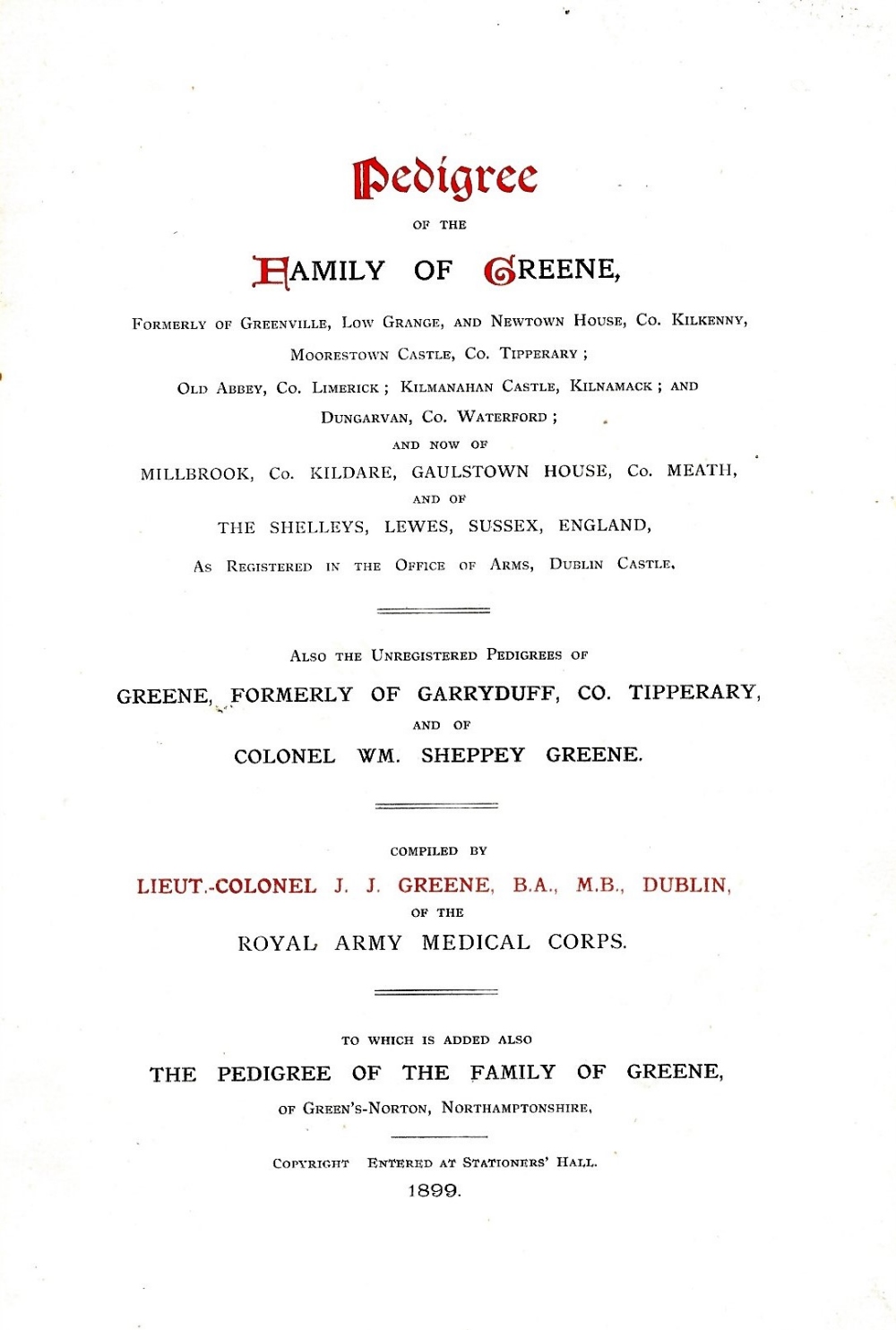 Scarce Irish Family History