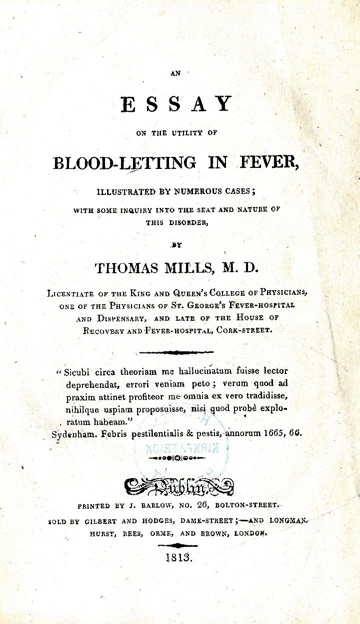 Mills (Thomas) M.D. An Essay on The Util