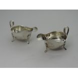 A pair of plain silver Sauceboats, Sheff