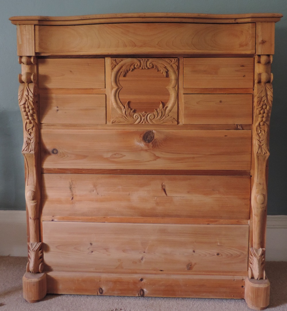 An attractive stripped pine Chest, the f