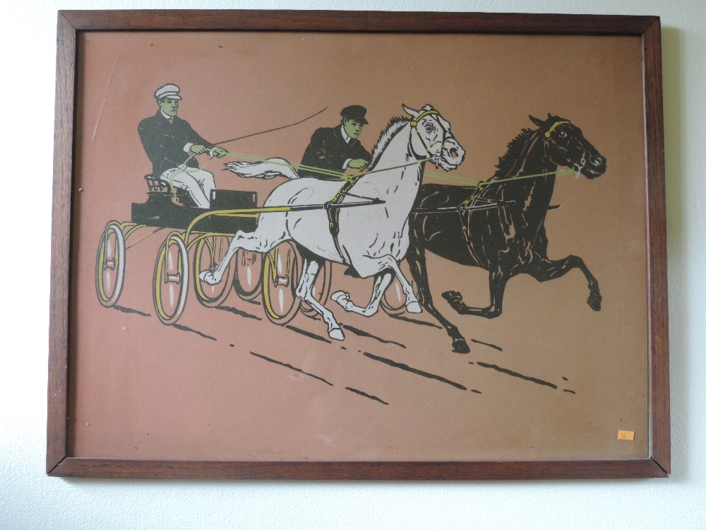 A  humorous Coaching Print, in oak frame