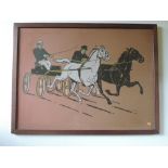 A  humorous Coaching Print, in oak frame