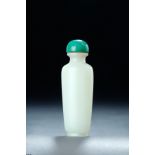 CHINESE WHITE JADE SNUFF BOTTLE. Late 18th-19th century. Smooth polished translucent body with a