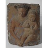 Madonna con Bambino,  SCUOLA TOSCANA, INIZIO XVI SEC., Terracotta con tracce di policromia, cm.