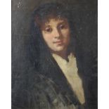 Ritratto di donna,  ANONIMO DEL XX SEC., Olio su tela, cm. 50x37,5