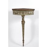 Consolle angolare,  ANONIMO DEL XIX SEC., in legno intagliato dipinto e dorato, piano in finto marmo