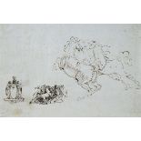 Studio di cavalli e stemma,  ATTR. A  ANDREA APPIANI, Inchiostro su carta, mm. 190x283