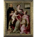 Madonna col Bambino tra san Domenico e santa Caterina d'Alessandria,  GIOVANNI BRINA, Olio su