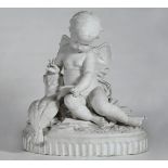 Cupido,  JEAN BAPTISTE LEBROC, Biscuit, cm.Firma alla base e marchio Sevres, XIX sec., cm. 50x42