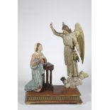 Annunciazione,  SCUOLA NAPOLETANA SEC. XVIII, Legno dipinto, cm. 75x52x32gruppo scultoreo in legno