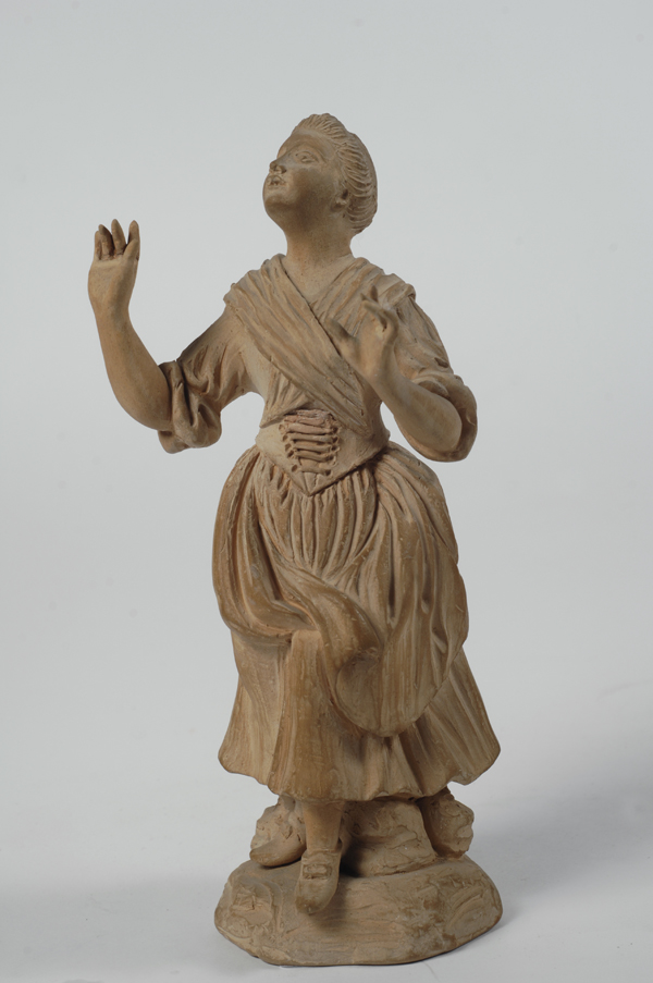 Damina,  ANONIMO DEL XIX SEC., scultura in terracotta, inizi XIX sec., cm. h. 20