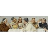 Il pranzo dei monaci,  PIETRO TORRINI, Olio su tela, cm. 20,5x63Firmato in alto a sinistra: