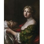 Salome con la testa del Battista,  ONORIO MARINARI, Olio su tela, cm. 65x79cornice a guscio  XIX