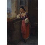 Figura,  A. DE VIVO, Olio su tavola, cm. 27x19Firmato in basso a destra: A. de Vivo. Sul verso: