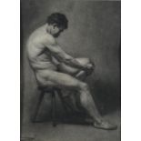 Studio di nudo maschile,  ENRICO LUDOLF VERWORNER, Carboncino su carta, cm. 33x25,8Firmato e datao