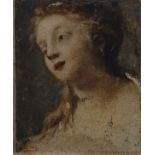 Ritratto di donna,  SCUOLA GENOVESE, SEC. XVII, Olio su carta riportata su carta, cm. 17x14