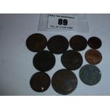 10 ASSORTED OLD COPPER COINS