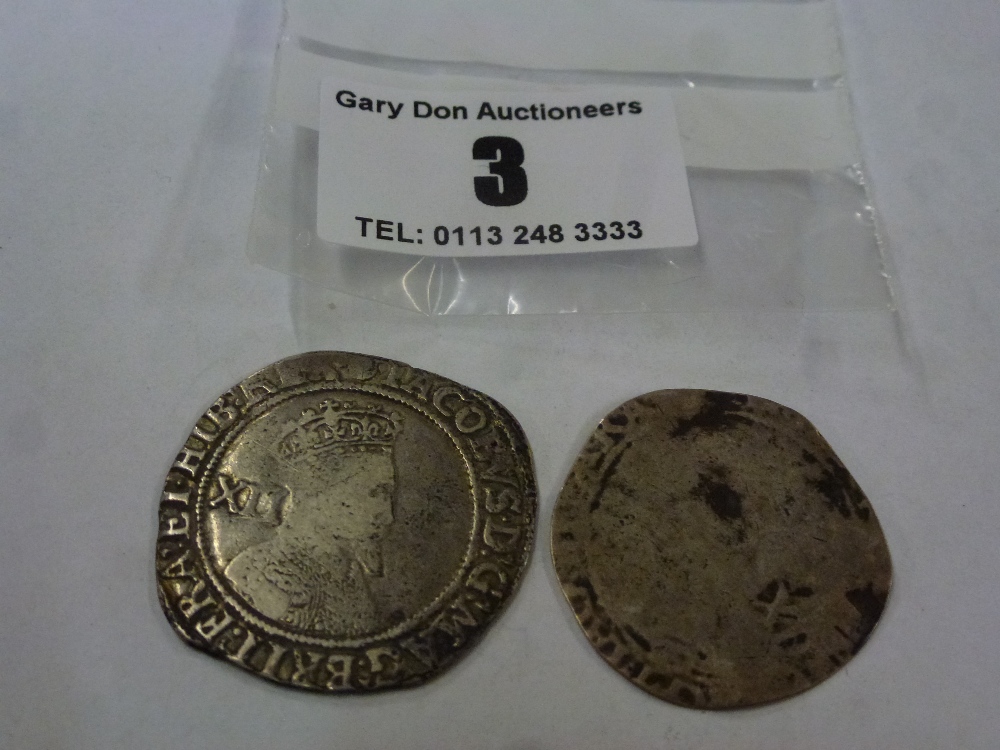 JAMES I SHILLING AND ELIZABETH SIXPENCE - Image 2 of 2