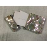 Mother of pearl card case, with cards