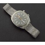Omega Chronostop Geneve stainless steel gentleman's bracelet watch, circa 1969, the circular grey