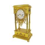 French Empire ormolu portico two train mantel clock, the movement with outside countwheel striking