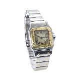 Cartier Santos stainless steel and gold lady's bracelet watch, ref. 10579310 07925, quartz, 26mm