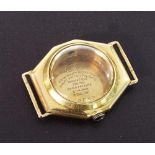 Rolex 18ct octagonal wire lug wristwatch case, ref. 26047, import hallmarks for Glasgow 1928, 14.