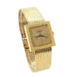 Jaeger Le Coultre 18k gentleman's dress bracelet watch, ref. 1926, the gilt dial with baton markers,