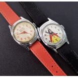 Timex Mickey Mouse novelty stainless steel lady's wristwatch; together with a Timex novelty Snow